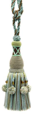 DÉCOPRO Marrakesh Collection Tassel Curtain and Draperys with Beaded Poms Tassel Tieback, Tassel Length 10