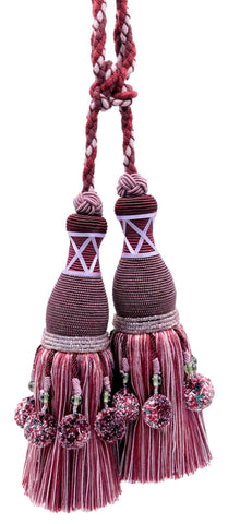 DÉCOPRO Marrakesh Collection Tassel Curtain and Draperys with Beaded Poms Tassel Tieback, Tassel Length 10