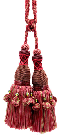 DÉCOPRO Marrakesh Collection Tassel Curtain and Draperys with Beaded Poms Tassel Tieback, Tassel Length 10
