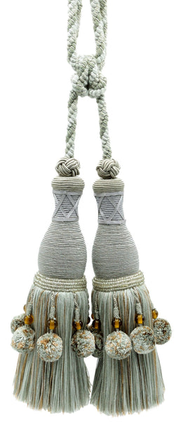 DÉCOPRO Marrakesh Collection Tassel Curtain and Draperys with Beaded Poms Tassel Tieback, Tassel Length 10