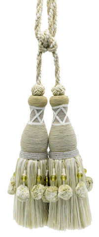 DÉCOPRO Marrakesh Collection Tassel Curtain and Draperys with Beaded Poms Tassel Tieback, Tassel Length 10