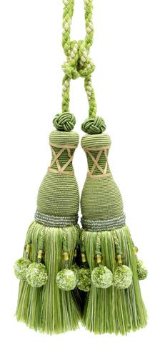 DÉCOPRO Marrakesh Collection Tassel Curtain and Draperys with Beaded Poms Tassel Tieback, Tassel Length 10