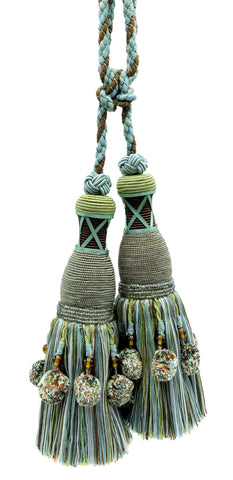 DÉCOPRO Marrakesh Collection Tassel Curtain and Draperys with Beaded Poms Tassel Tieback, Tassel Length 10