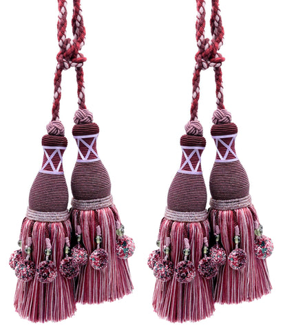DÉCOPRO Marrakesh Collection Tassel Curtain and Draperys with Beaded Poms Tassel Tieback, Tassel Length 10