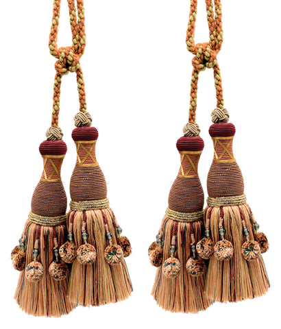 DÉCOPRO Marrakesh Collection Tassel Curtain and Draperys with Beaded Poms Tassel Tieback, Tassel Length 10
