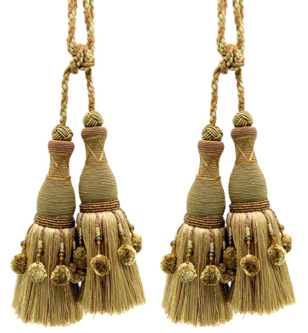 DÉCOPRO Marrakesh Collection Tassel Curtain and Draperys with Beaded Poms Tassel Tieback, Tassel Length 10