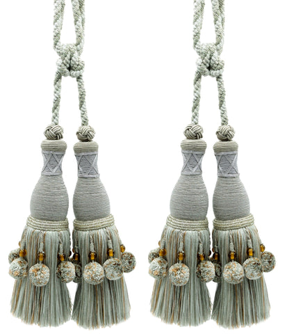 DÉCOPRO Marrakesh Collection Tassel Curtain and Draperys with Beaded Poms Tassel Tieback, Tassel Length 10