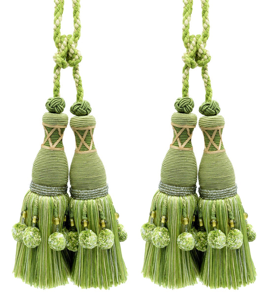 DÉCOPRO Marrakesh Collection Tassel Curtain and Draperys with Beaded Poms Tassel Tieback, Tassel Length 10