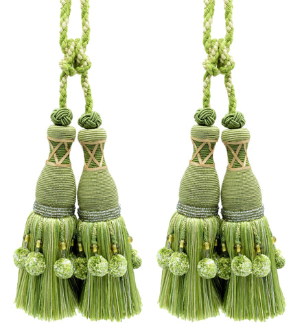 DÉCOPRO Marrakesh Collection Tassel Curtain and Draperys with Beaded Poms Tassel Tieback, Tassel Length 10