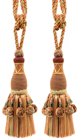 DÉCOPRO Marrakesh Collection Tassel Curtain and Draperys with Beaded Poms Tassel Tieback, Tassel Length 10