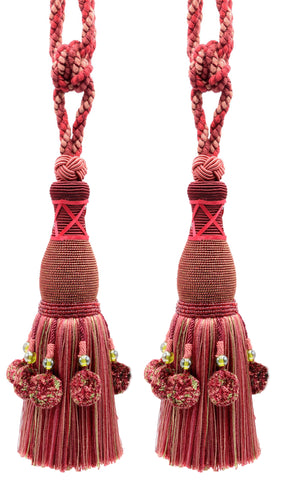 DÉCOPRO Marrakesh Collection Tassel Curtain and Draperys with Beaded Poms Tassel Tieback, Tassel Length 10