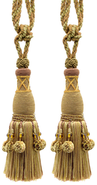 DÉCOPRO Marrakesh Collection Tassel Curtain and Draperys with Beaded Poms Tassel Tieback, Tassel Length 10