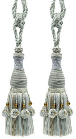 DÉCOPRO Marrakesh Collection Tassel Curtain and Draperys with Beaded Poms Tassel Tieback, Tassel Length 10