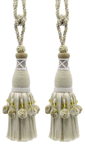 DÉCOPRO Marrakesh Collection Tassel Curtain and Draperys with Beaded Poms Tassel Tieback, Tassel Length 10