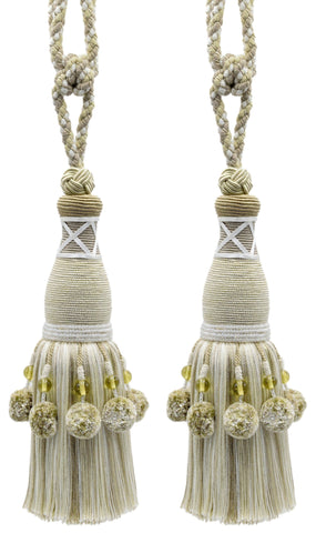 DÉCOPRO Marrakesh Collection Tassel Curtain and Draperys with Beaded Poms Tassel Tieback, Tassel Length 10