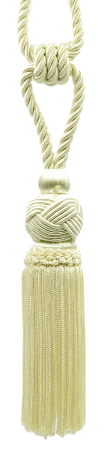 DÉCOPRO Elegant Medium-Sized Chainette Tassel Tieback, Turkish Knot Design - Ideal for Curtains and Draperies, Tassel Length 6" (15cm), Spread 28" (71cm) # TBTRK6 Cream Ivory #A2 (Ivory / Cream) | Set of 2 - DecoPro
