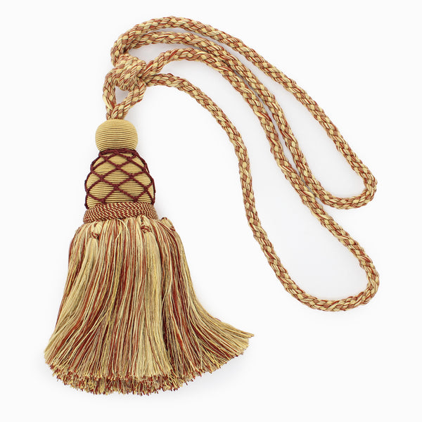 DÉCOPRO Large Beautiful Curtain & Drapery Tassel Tieback with Elegant Net Design, Tassel Length 9 1/2