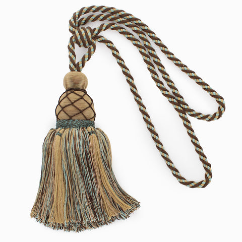 DÉCOPRO Large Beautiful Curtain & Drapery Tassel Tieback with Elegant Net Design, Tassel Length 9 1/2