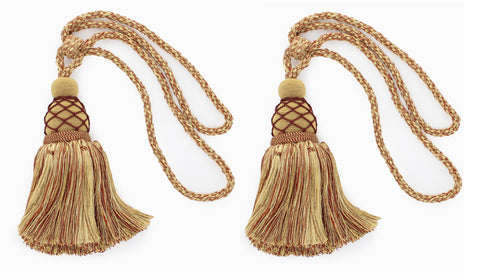 DÉCOPRO Large Beautiful Curtain & Drapery Tassel Tieback with Elegant Net Design, Tassel Length 9 1/2