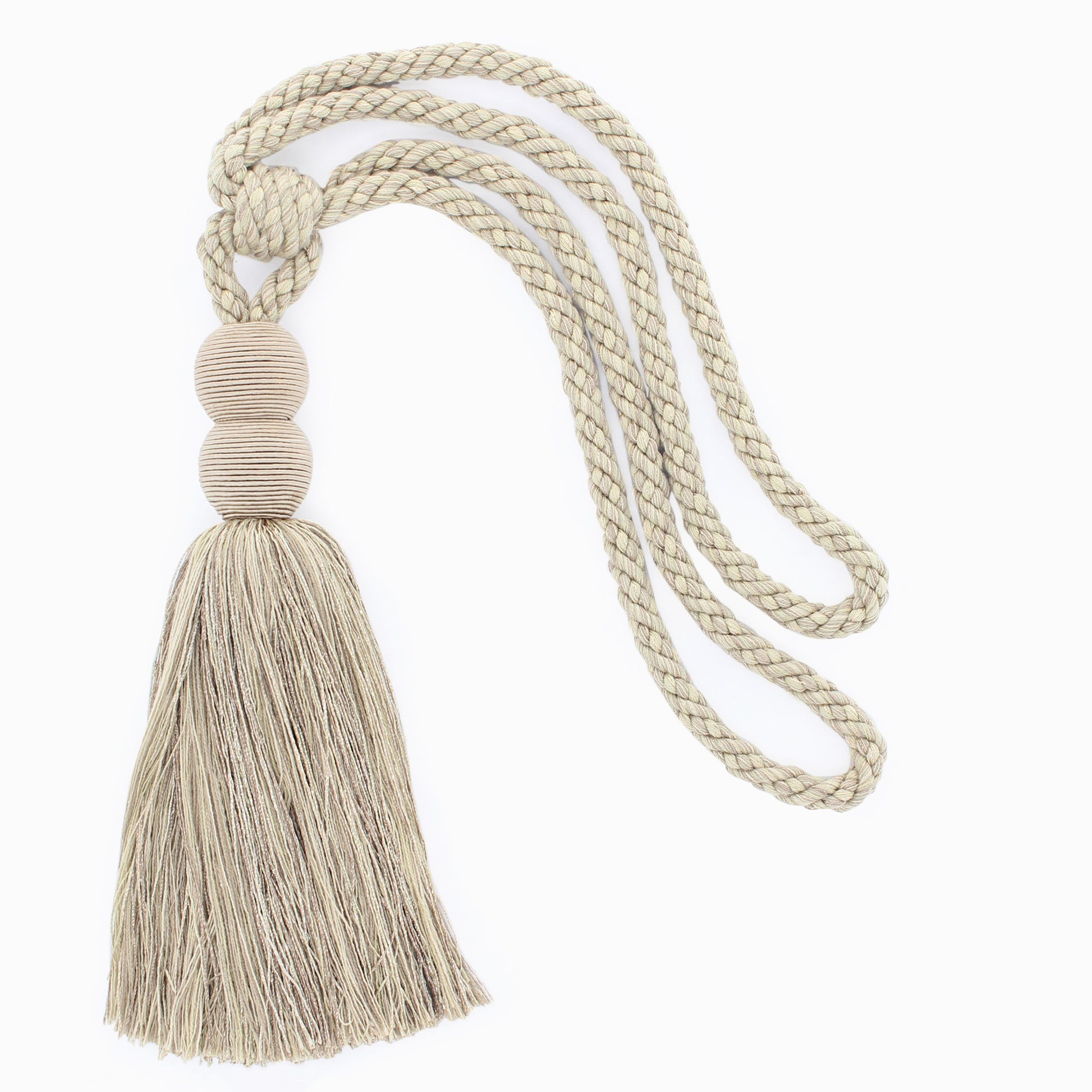 DÉCOPRO Contemporary, Modern Curtain & Drapery Tassel Tieback - Double Ball Design, Tassel Length 9 1/2" (24cm), Spread 30" (76cm) # TBV9 Golden Plum Purple #VNT18 (Violet Purple, Wine Red, Light Gold) | Set of 2 - DecoPro