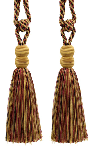 DÉCOPRO Contemporary, Modern Curtain & Drapery Tassel Tieback - Double Ball Design, Tassel Length 9 1/2