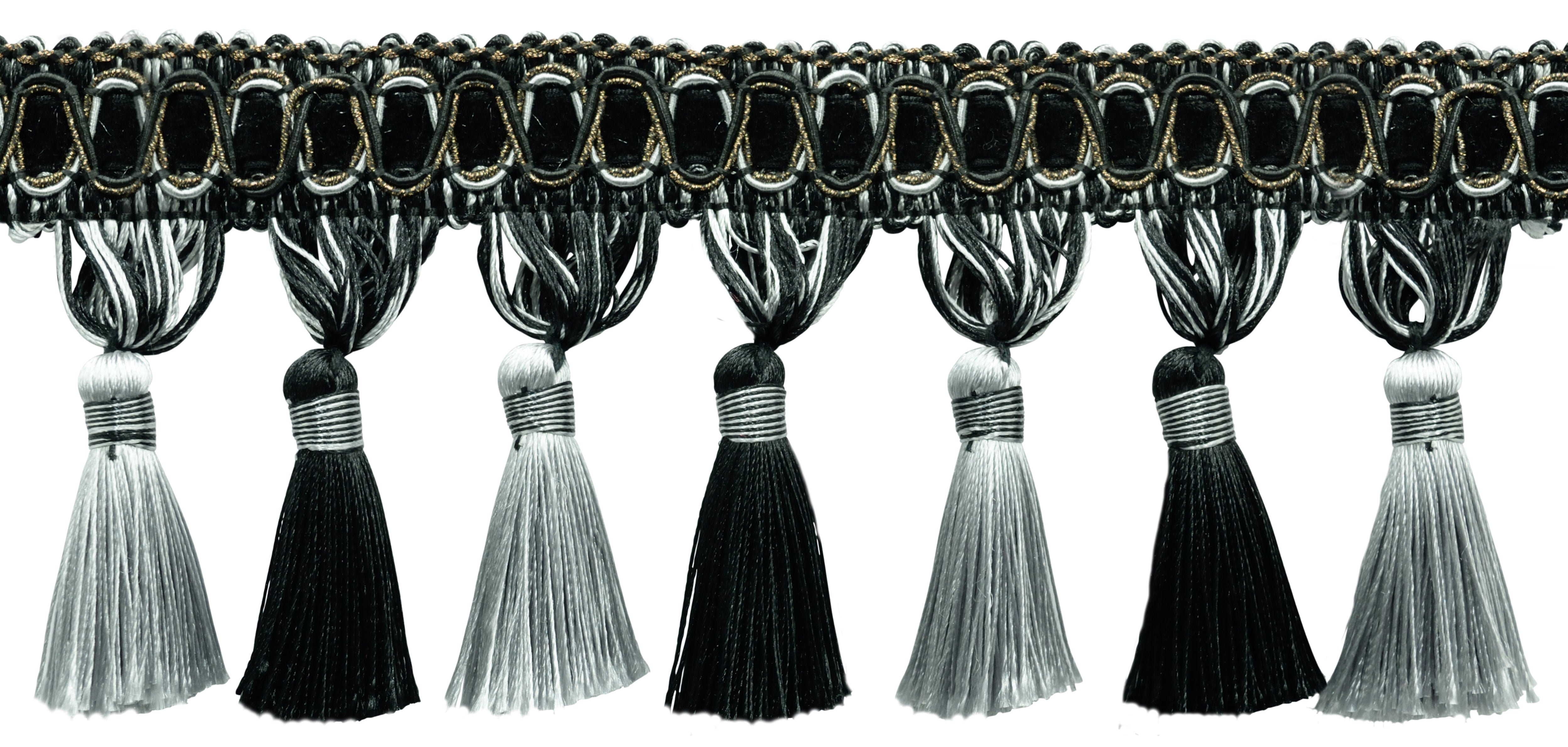 Elegant 3 3/4 inch Long Tassel Fringe / Style# TFH4 Color: Black, Silv