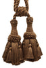 Set of 2 / Hot Chocolate Ornate Double Tassel Tieback / 6 inch Tassel, 30 inch Spread (embrace) / Style# TBEMP6-2 Color: Sable Brown - E29