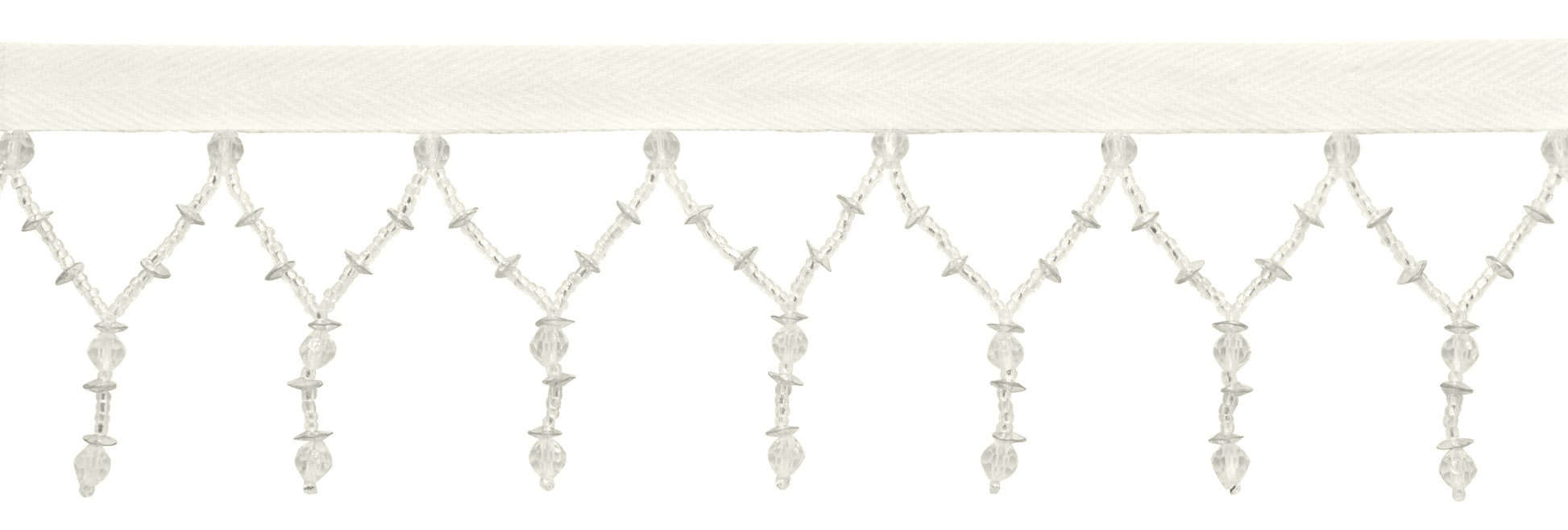 1 1/2" (3.5cm) Beautiful Handcrafted Art Deco Zig Zag Beaded Fringe Trim | Fringe Trim (Style# B40695-GL), #008011 Multicolor / Bright White - Sold By The Yard - DecoPro