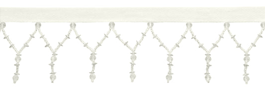 1 1/2" (3.5cm) Beautiful Handcrafted Art Deco Zig Zag Beaded Fringe Trim | Fringe Trim (Style# B40695-GL), #008011 Multicolor / Bright White - Sold By The Yard - DecoPro