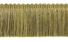 Veranda Collection 2 inch Brush Fringe Trim / Olive Green, Light Gold / Style#: 0200VB / Color: Olive Grove - VNT15 / Sold by the Yard