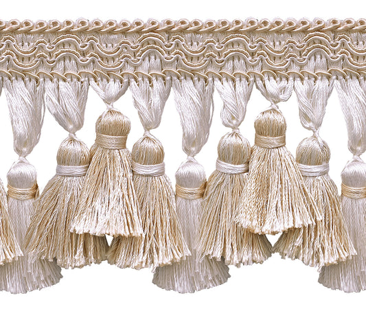 5 Yard Value Pack of Ivory, Sand 3 3/4 inch Imperial II Tassel Fringe Style# TFI2 Color: SEASHELL - 5055 (15 Ft / 4.5 Meters) - DecoPro
