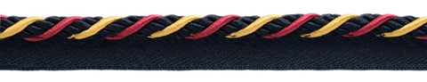 12 Yard Value Pack / Medium Red, Black, Gold 1/4 inch Alexander Collection Lip Cord / Style# 0025AXPK, Color: Scarab - LX10 (36 Ft / 11M)