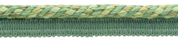 Package of 8 Yards / Elaborate 3/8 inch Green Mist, Sage Green, Pale Green Veranda Collection Trim Cord With Sewing Lip / Style# 0038V / Color: Sagebrush - VNT32 (24 Feet / 7.3 Meters)