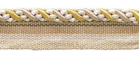 10 Yard Value Pack of Medium Light Gold, Ivory 4/16 inch Imperial II Lip Cord Style# 0416I2PK Color: IVORY GOLD - 2523 (30 Ft / 9 Meters)