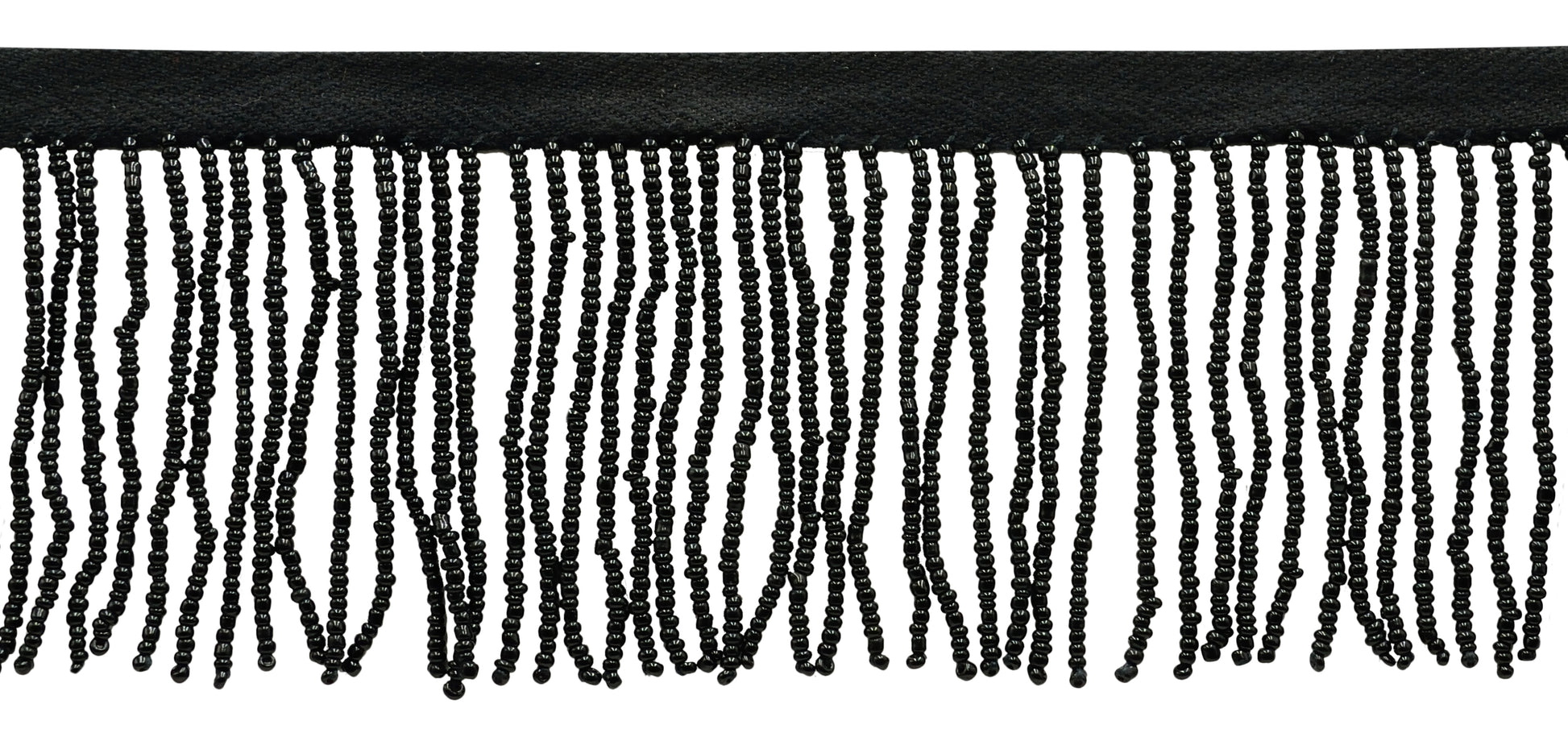 2 1/2" (6cm) Beautiful Handcrafted Beaded Fringe Trim with Sead Bead Design | Fringe Trim (Style# B40684-GL), #K9 Solid / Jet Black - 12 Yards - DecoPro