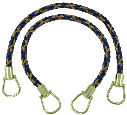 Pair of Elegant Ultramarine Blue, Tan Curtain & Drapery Rope Tiebacks, 18 inch Long, Approx. 1/2 inch Thick, Style# BRTBM Color# NAVY TAUPE - 5817 - DecoPro