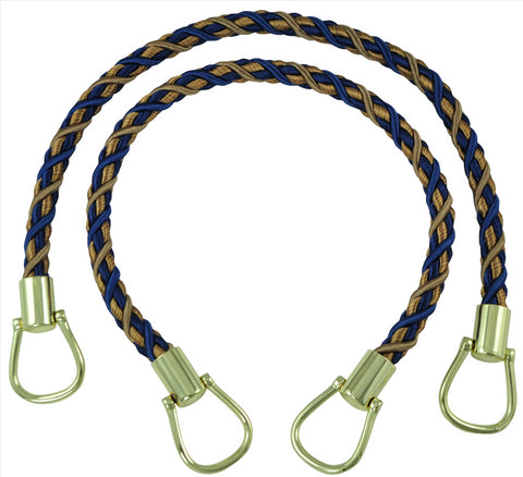 Pair of Elegant Ultramarine Blue, Tan Curtain & Drapery Rope Tiebacks, 18 inch Long, Approx. 1/2 inch Thick, Style# BRTBM Color# NAVY TAUPE - 5817