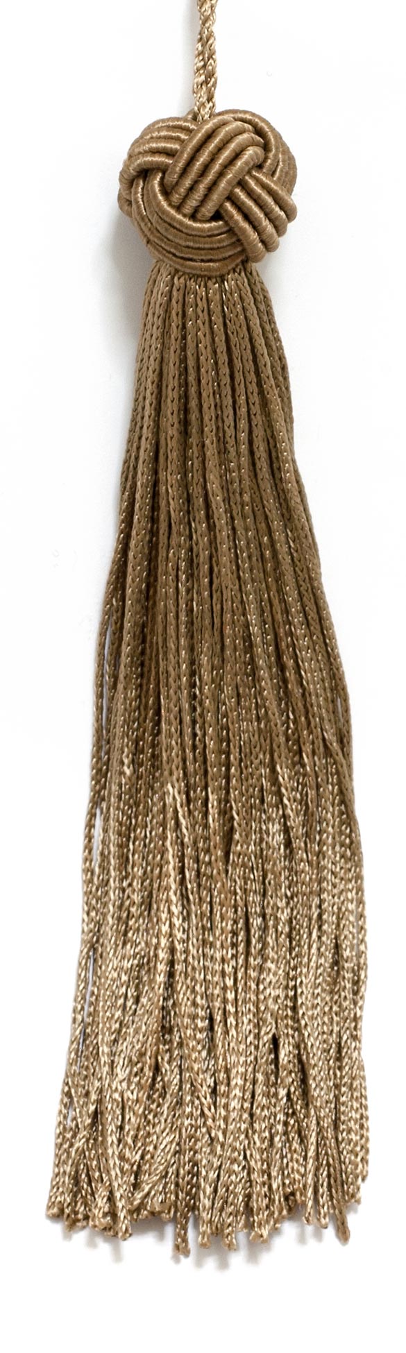 Set of 10 DARK SAND Woven Head Chainette Tassel, 5.5 Inch Long with 2 Inch Loop, Basic Trim Collection Style# BH055 DARK SAND - A8 - DecoPro