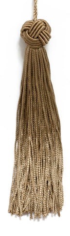 Set of 10 DARK SAND Woven Head Chainette Tassel, 5.5 Inch Long with 2 Inch Loop, Basic Trim Collection Style# BH055 DARK SAND - A8