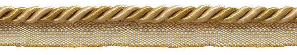 Medium Two Tone Gold Baroque Collection 5/16 inch Cord with Lip Style# 0516BL Color: GOLD MEDLEY - 8633 (Sold by The Yard)