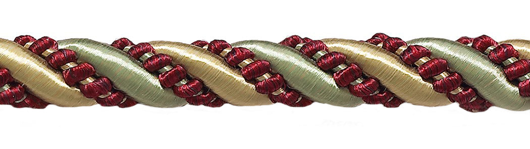 10 Yard Value Pack of Large Gold, Wine , Green 7/16 inch Imperial II Decorative Cord Without Lip Style# 716I2 Color: HOLIDAY SPLENDOR - 3752 (30 Ft / 9 Meters) - DecoPro