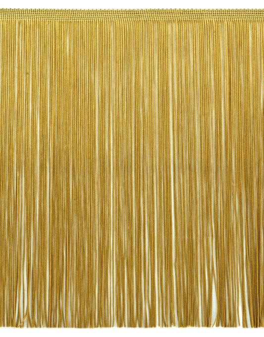 12" (30.5cm) Long Solid Chainette Fringe Trim (Style# CF12) | Sold By The Yard (36"/3 ft/0.9m), #C4 / Dark Yellow Gold - DecoPro