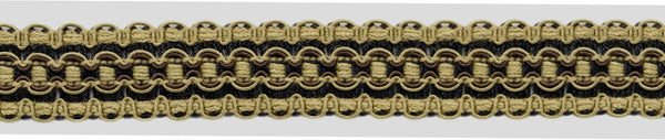 Lavish 1 inch Wide Dark Brown, Brown, Light Brown Gimp Braid Trim / Style# 0100VG / Color: Mesquite - VNT20 / Sold by The Yard