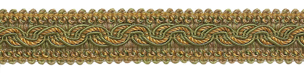 Olive Gold Baroque Collection Gimp Braid 1-1/4 inch Style# 0125BG Color: GOLDEN OLIVE - 1755 (Sold by The Yard)