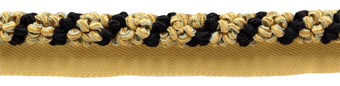 Elegant Ribbon Cord With Lip / 3/8 inch diameter / Style# 0038RC Color: Black, Orange, Light Blue - 21798 / Sold by the Yard - DecoPro