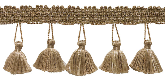 2.5 Inch Tassel Fringe Trim, Style# ETF Color: DARK SAND - A8, Sold By the Yard - DecoPro