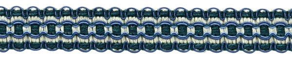 6 Yard Value Pack / Lavish 1 inch Wide Light Blue, French Blue, White Gimp Braid Trim / Style# 0100VG / Color: Nautical - VNT24 (18 Ft / 6.5M)