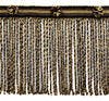 6 Inch Long Chocolate Brown, Gold, Black, Straw Bullion Fringe Trim / Style# BFHR6 / Color: Chestnut - 21768 (Sold by The Yard)