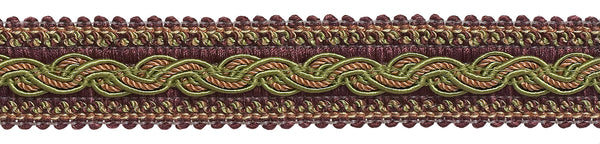 PLUM OLIVE GREEN Baroque Collection Gimp Braid 1-1/4 inch Style# 0125BG Color: PLUM OLIVE – 7346 (Sold by The Yard)