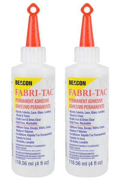 Twin-Pack of Beacon Fabri-Tac Permanent Adhesive / 4 Ounces / 2